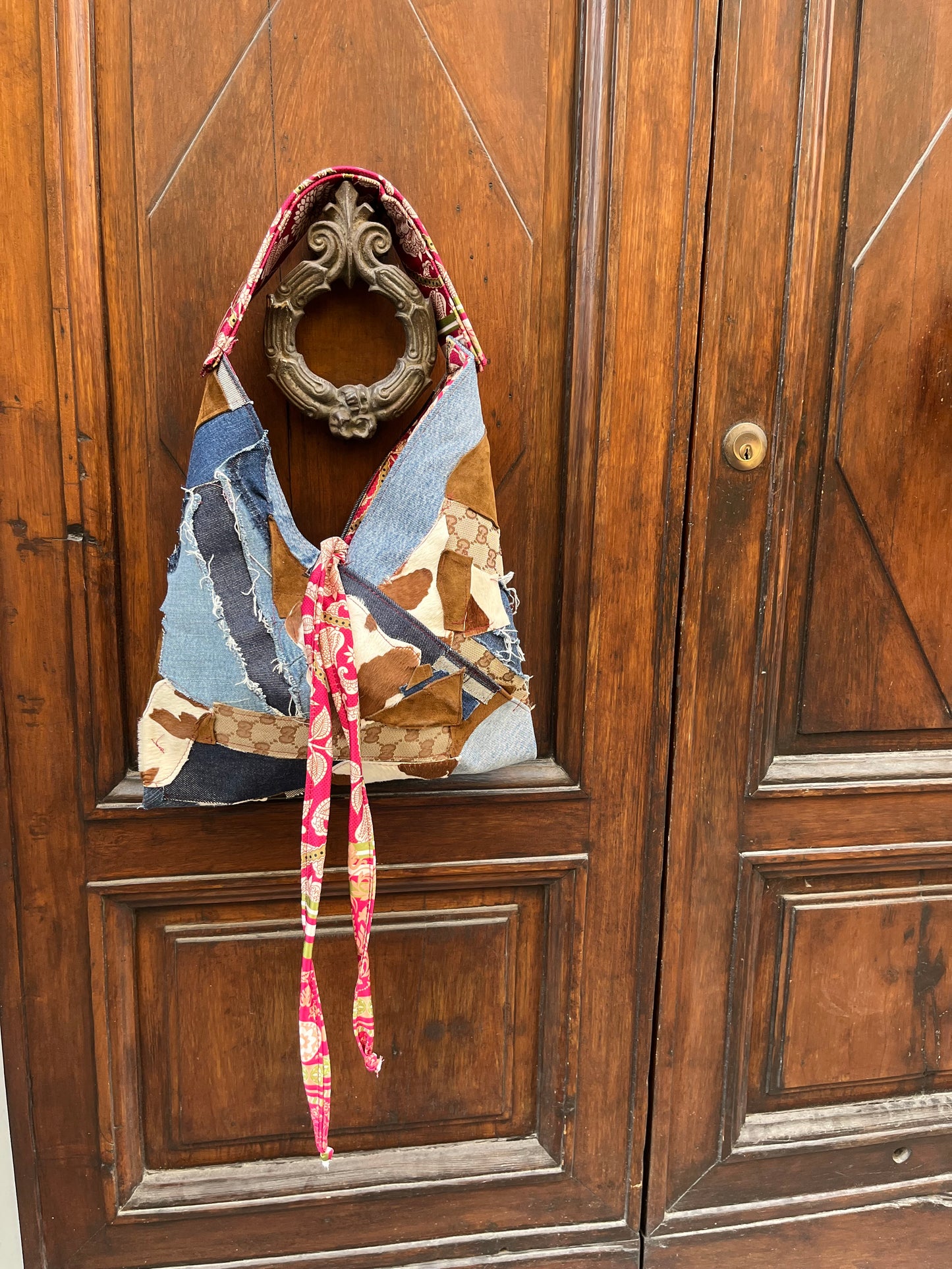 Jeans e Vera pelle patchwork