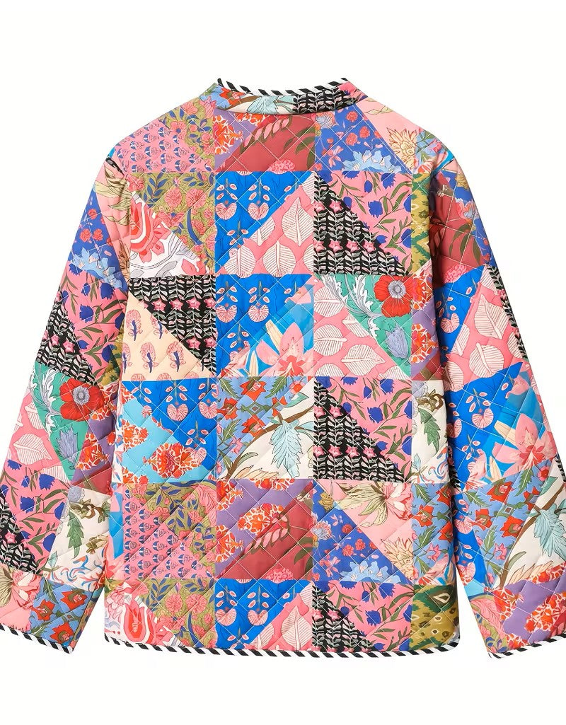 Giacca floreale patchwork quadrati