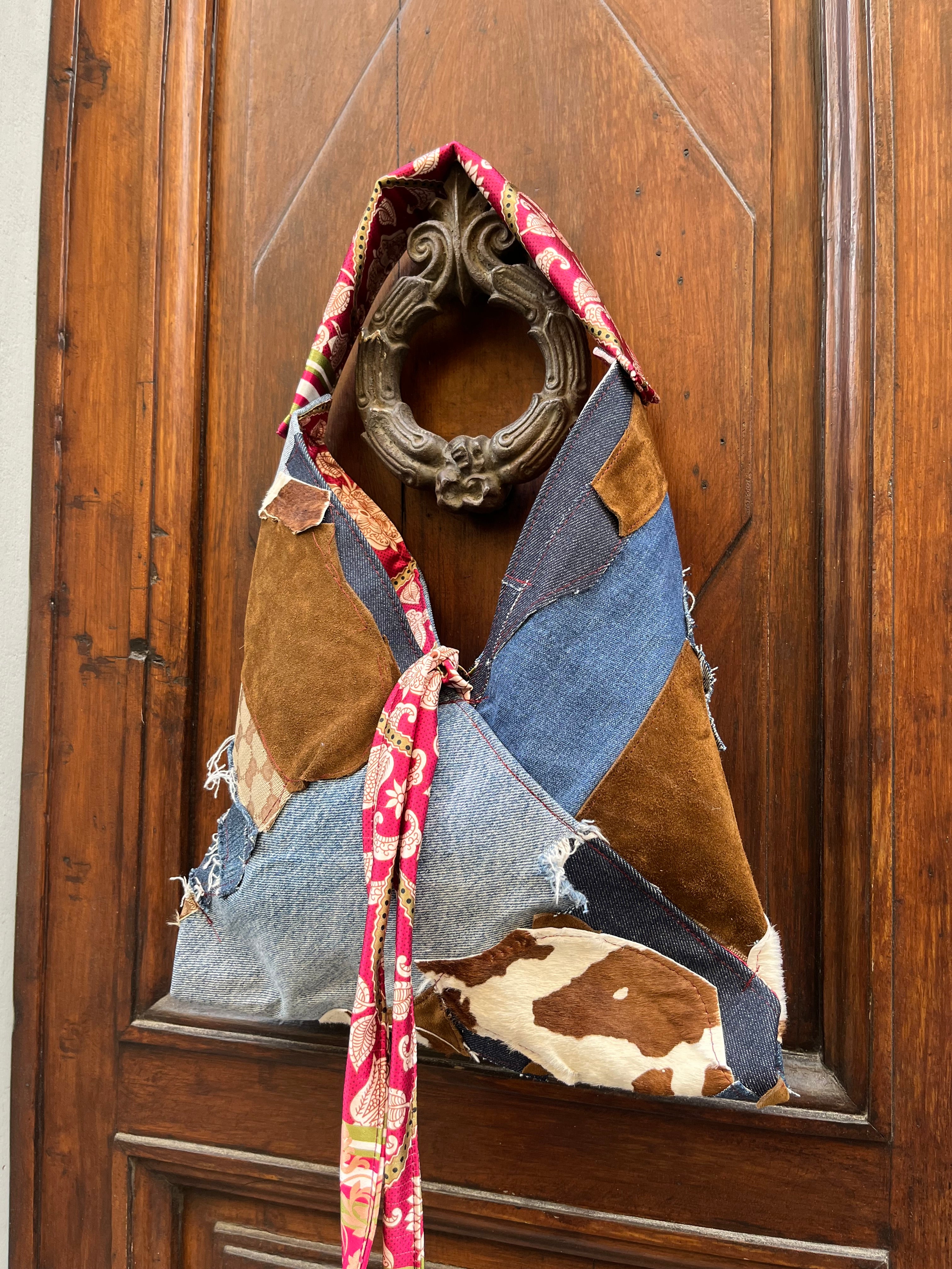 Jeans e Vera pelle patchwork