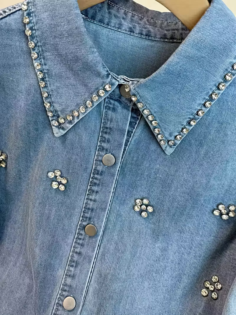 Camicia jeans strass